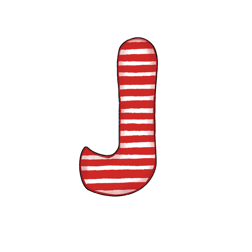Lettera J Effetto Red Stripe